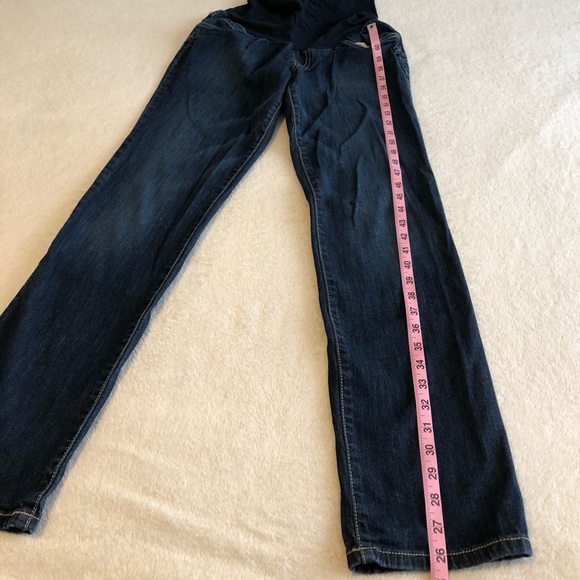 Indigo blue maternity jeans w/ embellished pockets - Picture 3 of 8